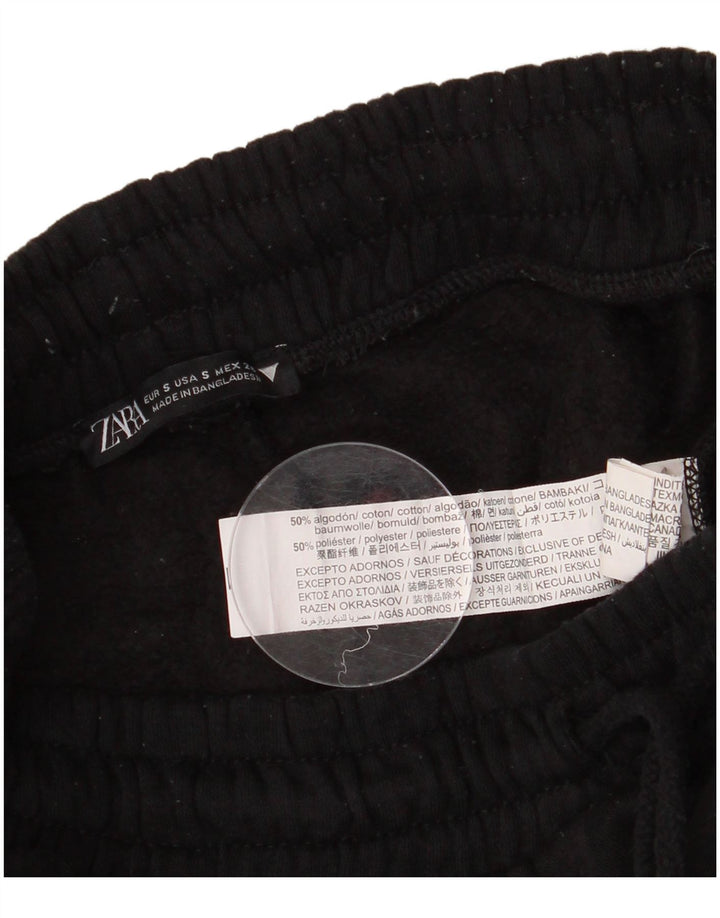 Zara Womens Tracksuit Trousers Joggers UK 10 Small Black Cotton