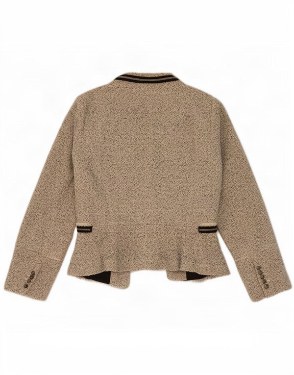 Zara Womens Oversized Open Blazer Jacket UK 10 Small Beige Flecked