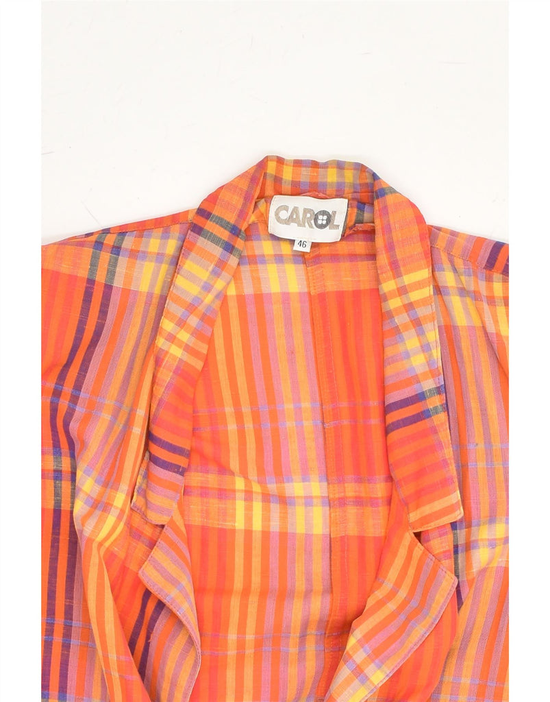 CAROL Womens 3/4 Sleeve 1 Button Blazer Jacket IT 46 Large Orange Check | Vintage Carol | Thrift | Second-Hand Carol | Used Clothing | Messina Hembry 