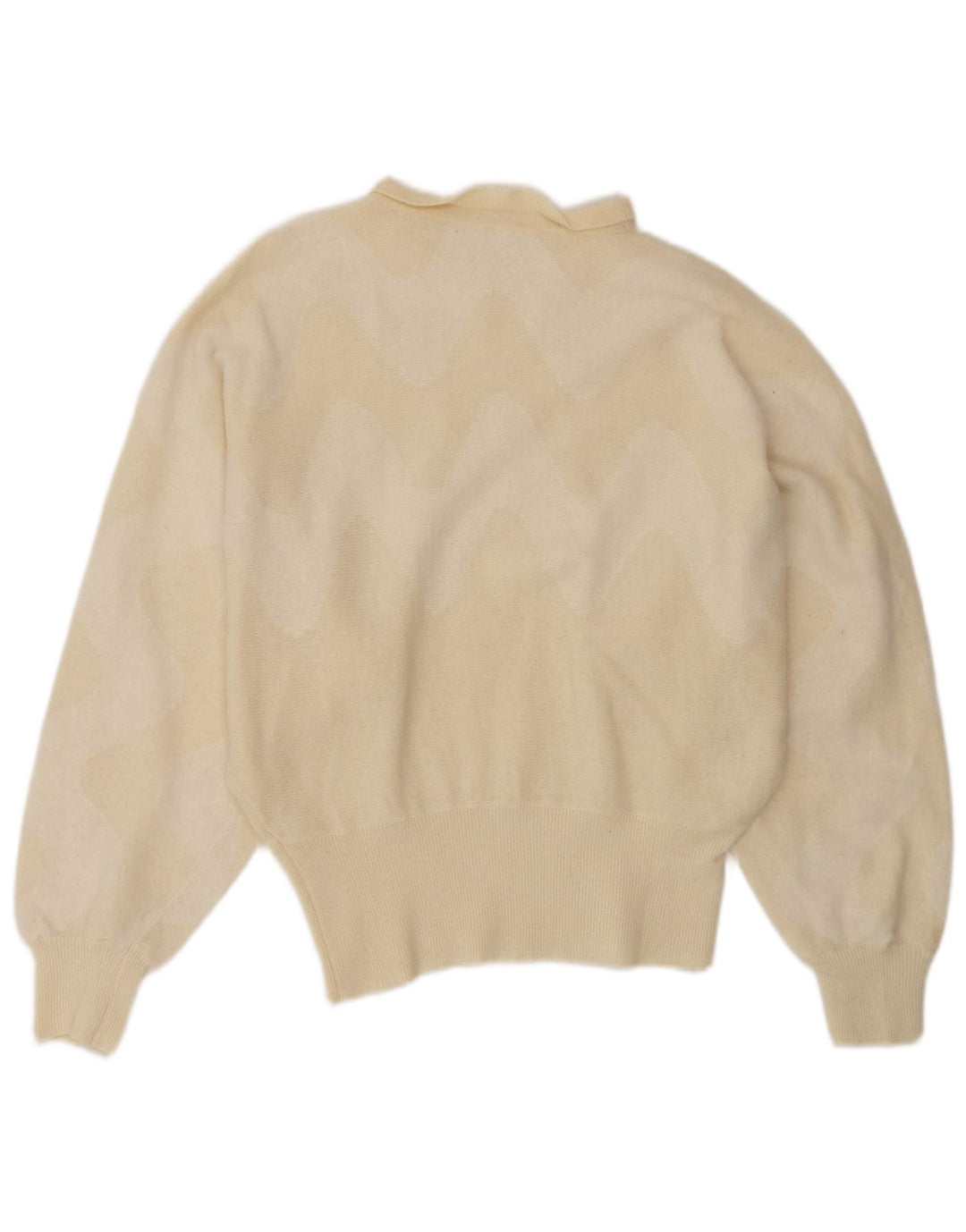 Vintage Womens Boat Neck Jumper Sweater UK 14 Medium Beige