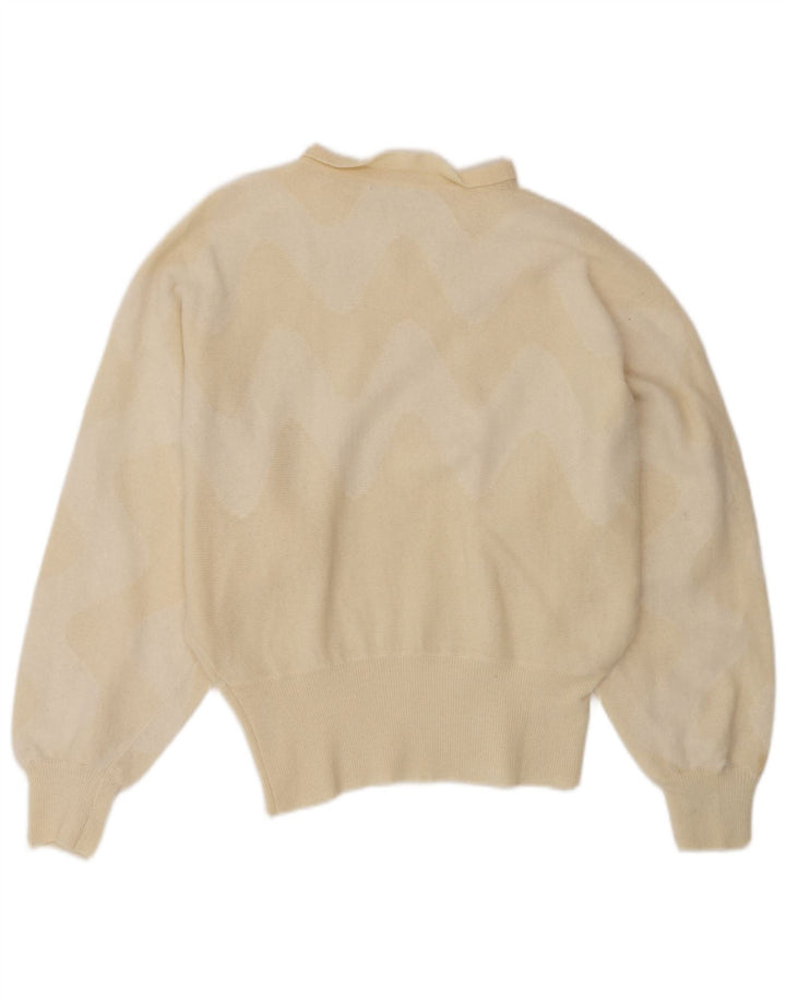 Vintage Womens Boat Neck Jumper Sweater UK 14 Medium Beige