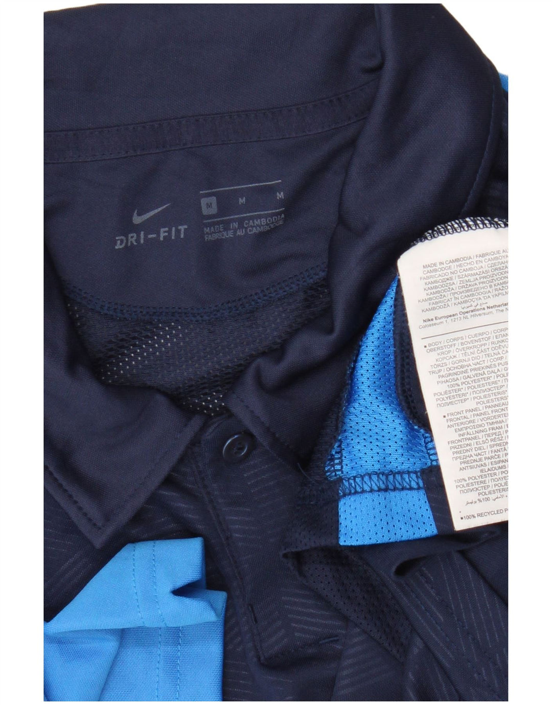 Nike Mens Dri Fit Polo Shirt Medium Navy Blue Colourblock Polyester
