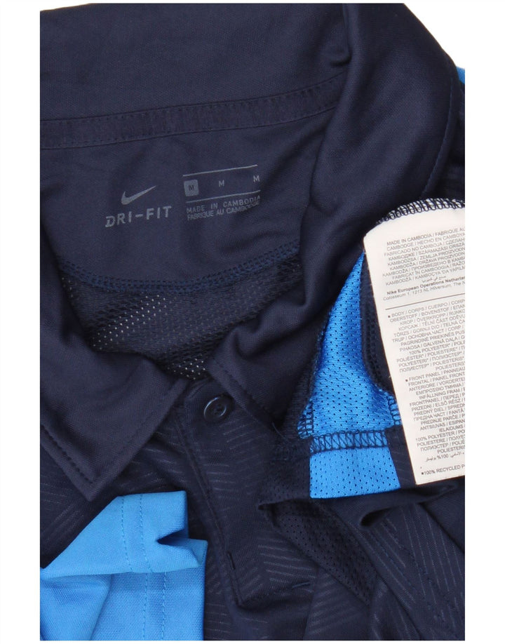 Nike Mens Dri Fit Polo Shirt Medium Navy Blue Colourblock Polyester