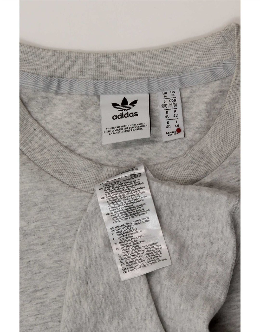 Adidas Womens Graphic T-Shirt Top UK 14 Medium Grey Cotton