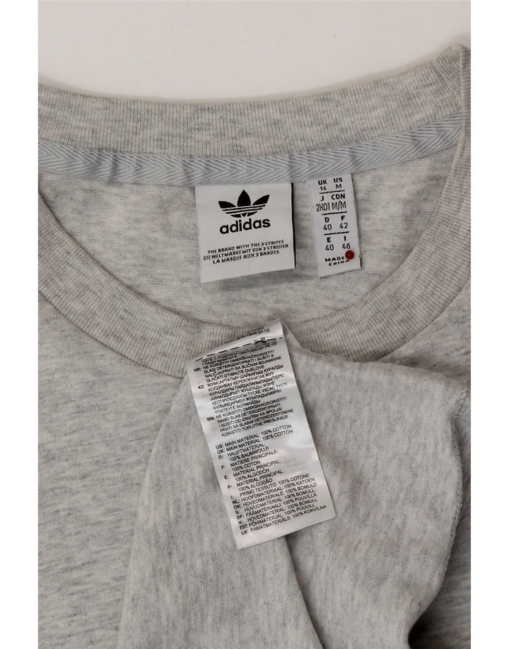 Adidas Womens Graphic T-Shirt Top UK 14 Medium Grey Cotton