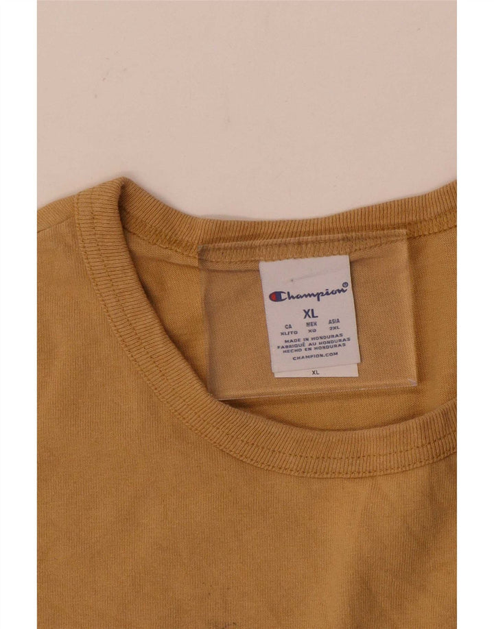 Champion Mens T-Shirt Top XL Beige Cotton