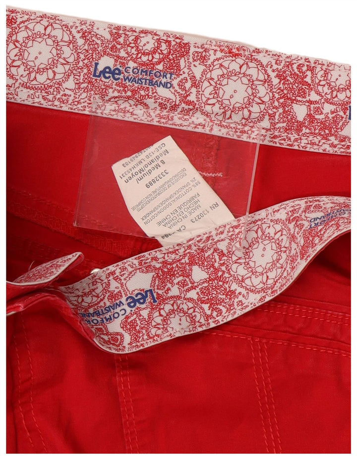 LEE Womens Comfort Fit Bermuda Shorts US 8 Medium W30 Red Cotton