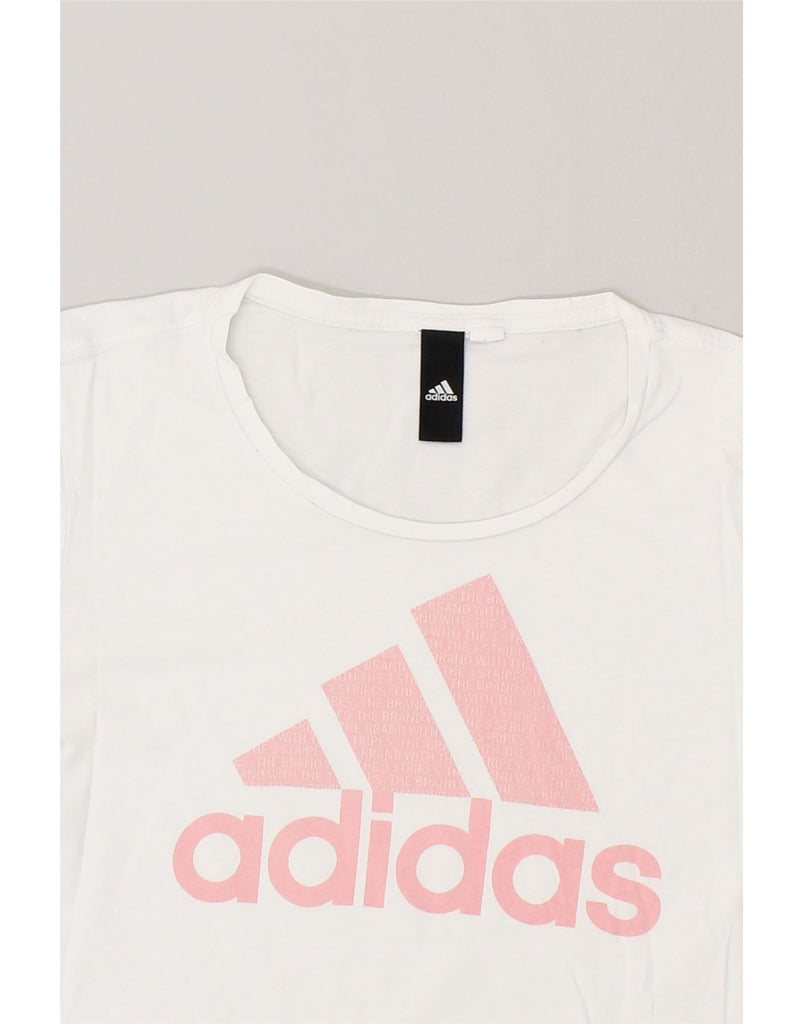 ADIDAS Womens Graphic T-Shirt Top UK 8 Small White | Vintage Adidas | Thrift | Second-Hand Adidas | Used Clothing | Messina Hembry 
