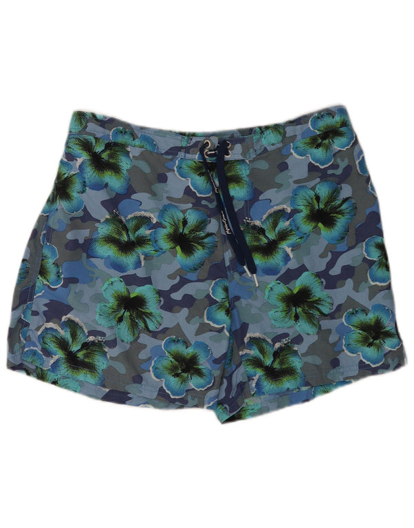 Maui and Sons Mens Regular Swimming Shorts XL Blue Floral Polyamide
