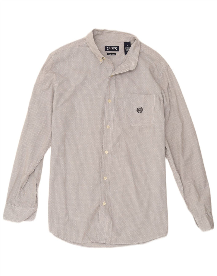 Chaps Mens Easy Care Shirt Medium Grey Geometric Cotton