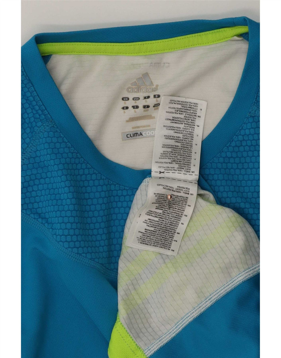 Adidas Mens Climacool T-Shirt Top Large Blue Colourblock Polyester