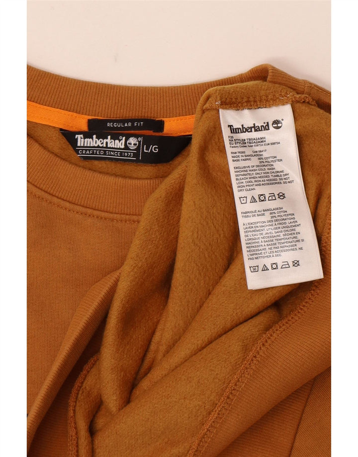 Timberland Mens Graphic Regular Fit Sweatshirt Jumper Large Brown Cotton