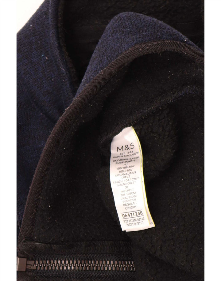 Marks & Spencer Mens Tracksuit Top Jacket Large Navy Blue Polyester