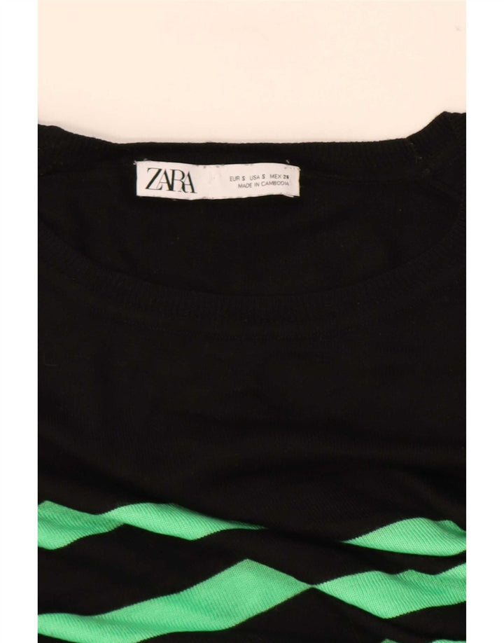 Zara Womens Oversized Blouse Top UK 10 Small Black Striped