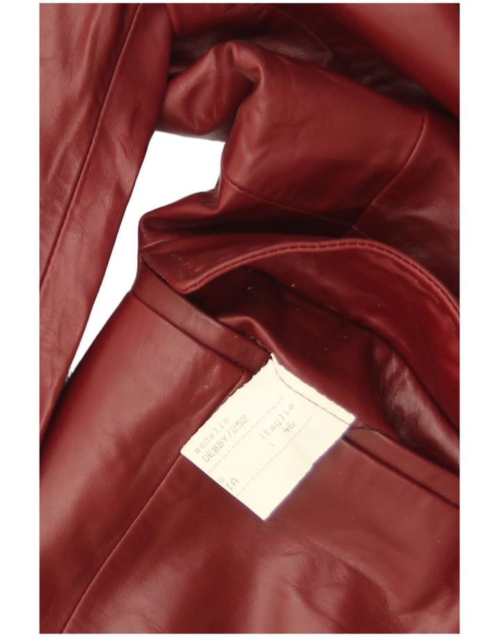 Vintage Womens 3 Button Leather Blazer Jacket IT 46 Large Burgundy