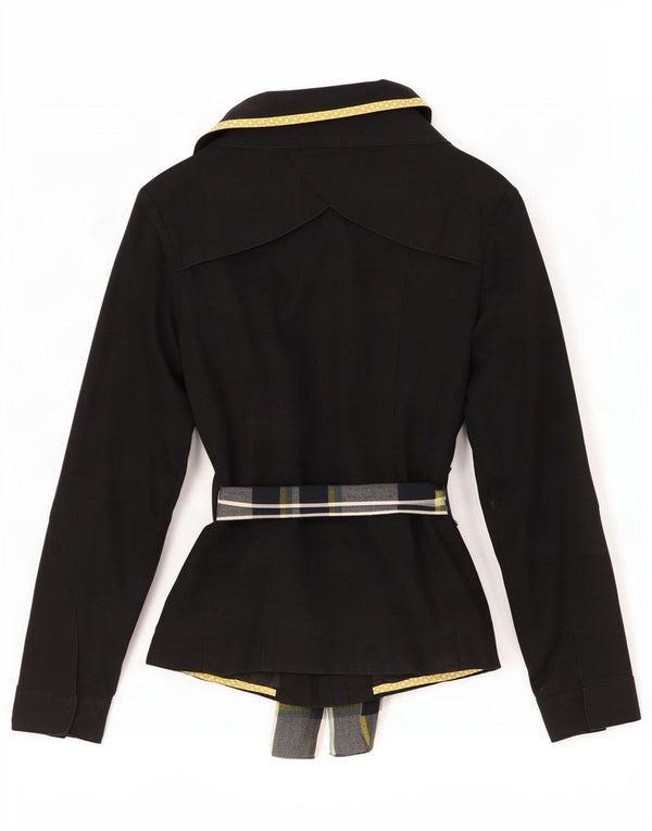 Vila Womens Short Overcoat UK 10 Small Black Cotton