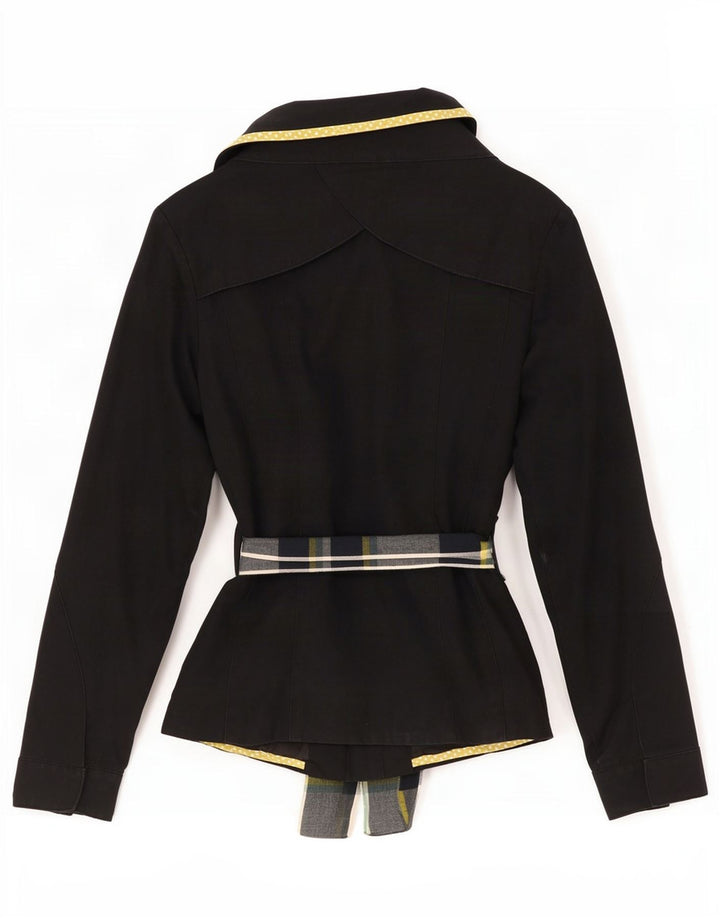 Vila Womens Short Overcoat UK 10 Small Black Cotton