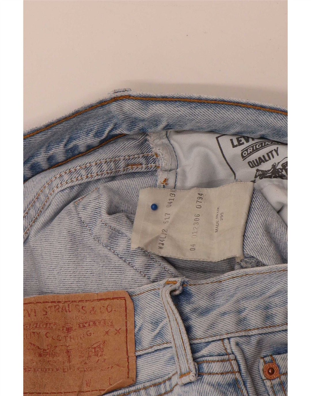 Levi's Mens 517 Straight Jeans W34 L32 Blue Cotton