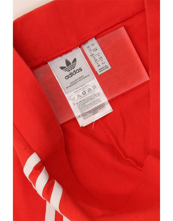 ADIDAS Womens Leggings UK 12 Medium  Red Cotton