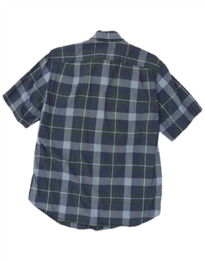 J. CREW Mens Short Sleeve Shirt Medium Navy Blue Check
