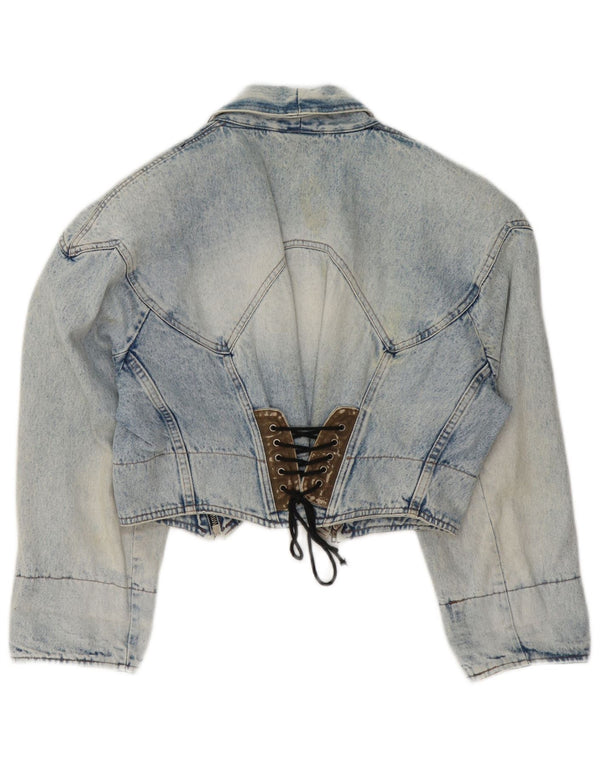 Vintage Womens Crop Denim Jacket UK 14 Medium Blue