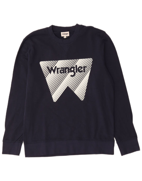 Wrangler Mens Graphic Sweatshirt Jumper Medium Navy Blue Cotton