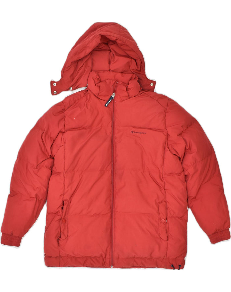 CHAMPION Boys Hooded Padded Jacket 13-14 Years XL Red Polyester | Vintage | Thrift | Second-Hand | Used Clothing | Messina Hembry 