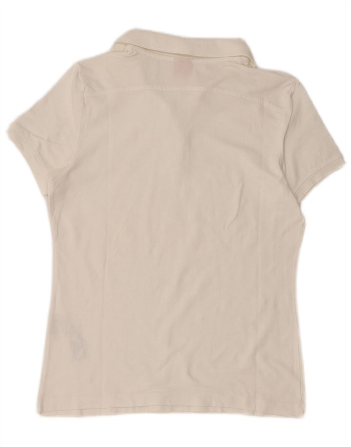 Puma Womens Polo Shirt UK 12 Medium White Cotton
