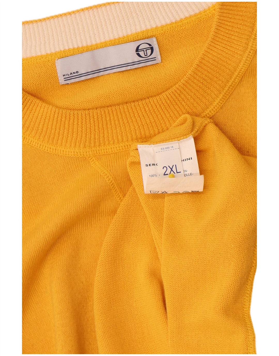 Sergio Tacchini Mens Crew Neck Jumper Sweater 2XL Yellow Cotton