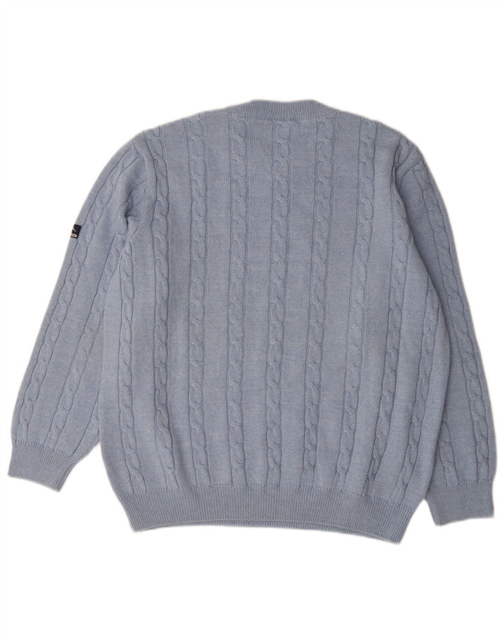 Navigare Mens Crew Neck Jumper Sweater Medium Blue Merino Wool