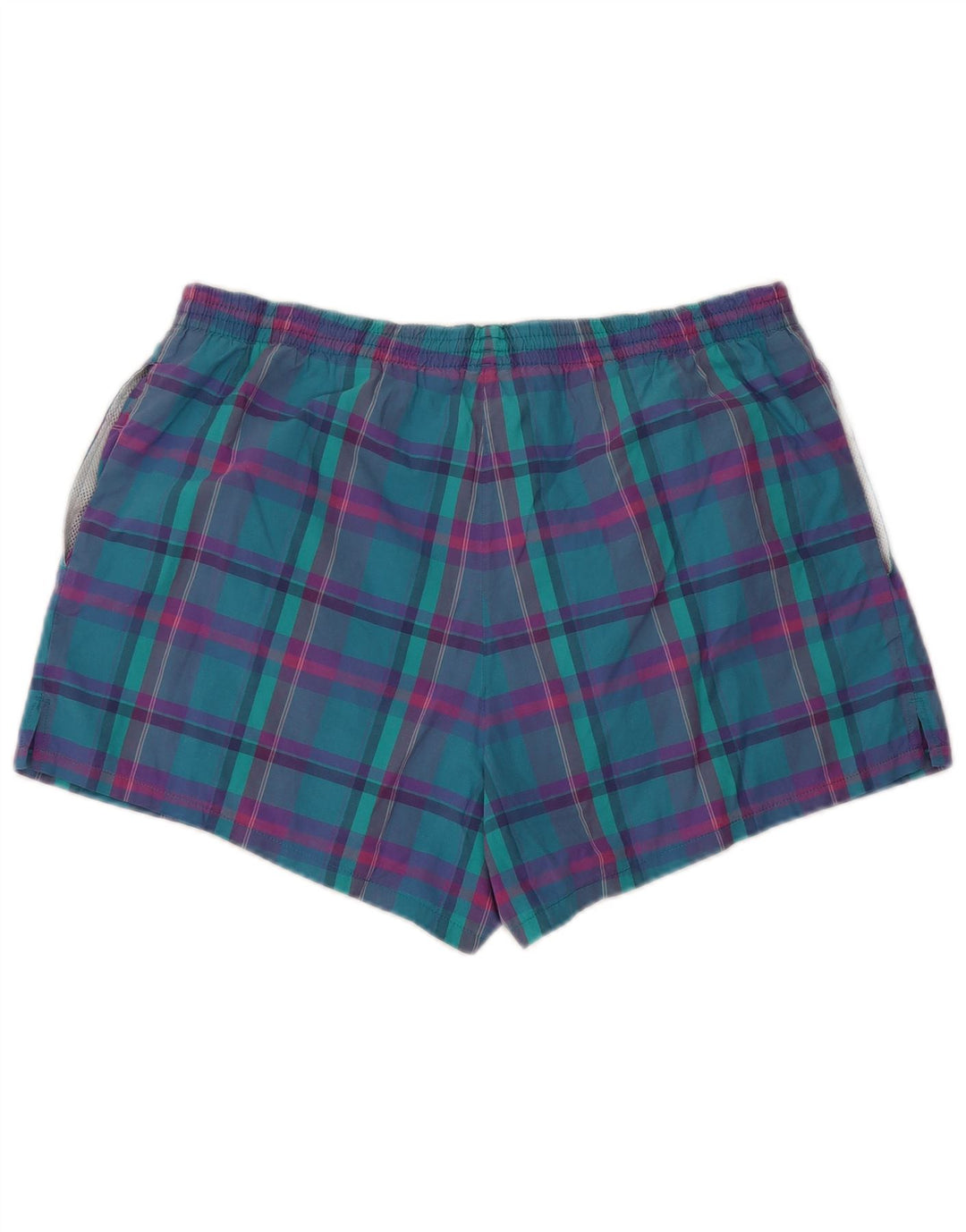 Adidas Mens Swimming Shorts Large W36 L3 Turquoise Plaid Retro