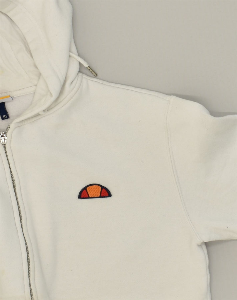 ELLESSE Womens Zip Hoodie Sweater UK 10 Small White Cotton | Vintage Ellesse | Thrift | Second-Hand Ellesse | Used Clothing | Messina Hembry 