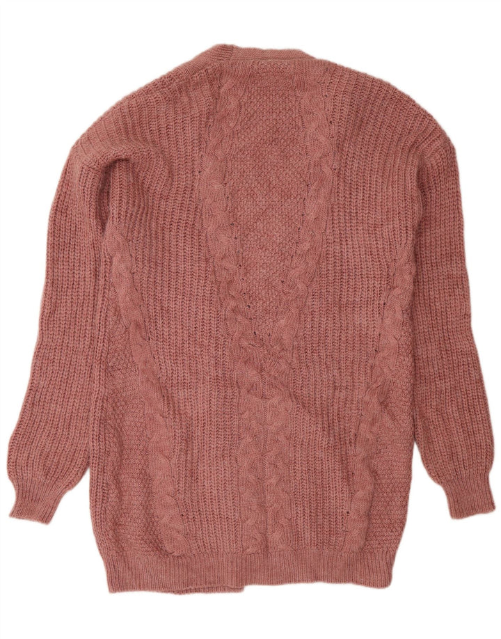 Lipsy Womens Longline Oversized Cardigan Sweater UK 12 Medium Pink Acrylic