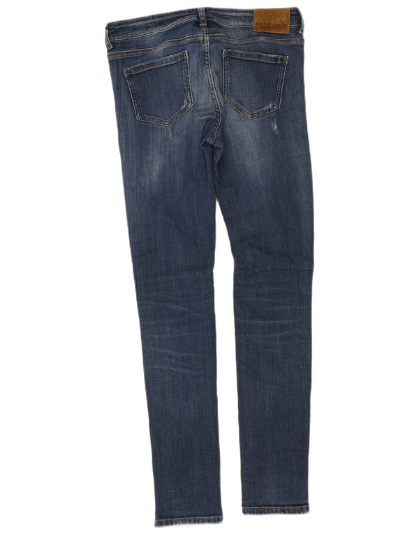 Zara Womens Distressed Mid Rise Skinny Jeans EU 38 Small W30 L29 Blue