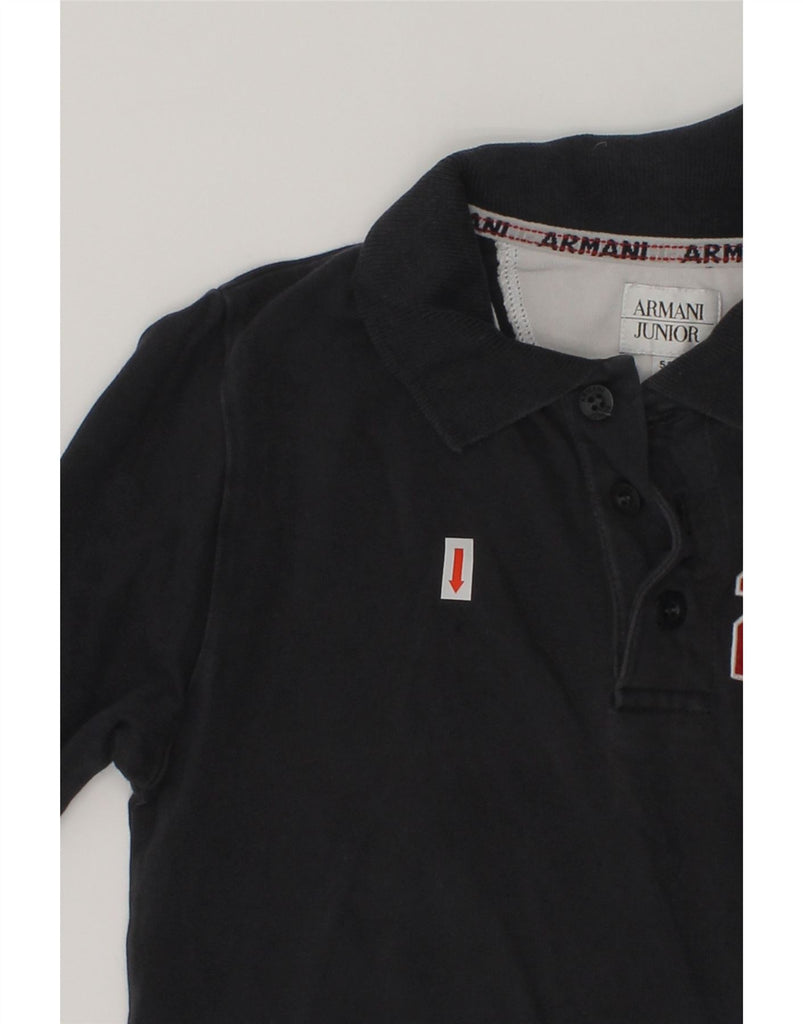 ARMANI JUNIOR Boys Long Sleeve Polo Shirt 4-5 Years Black Cotton | Vintage Armani Junior | Thrift | Second-Hand Armani Junior | Used Clothing | Messina Hembry 