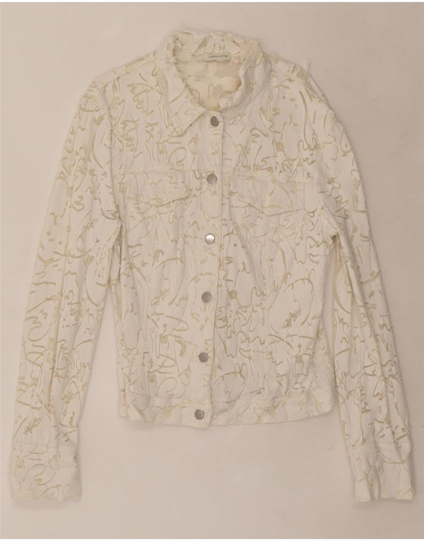 Cristina Gavioli Womens Abstract Pattern Bomber Jacket UK 14 Medium White