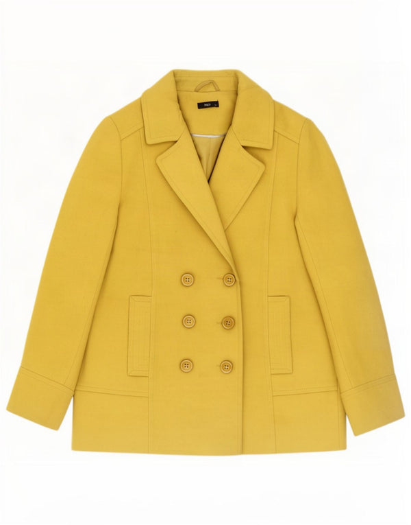 M&Co Womens Double Breasted Blazer Jacket UK 12 Medium Yellow Polyester