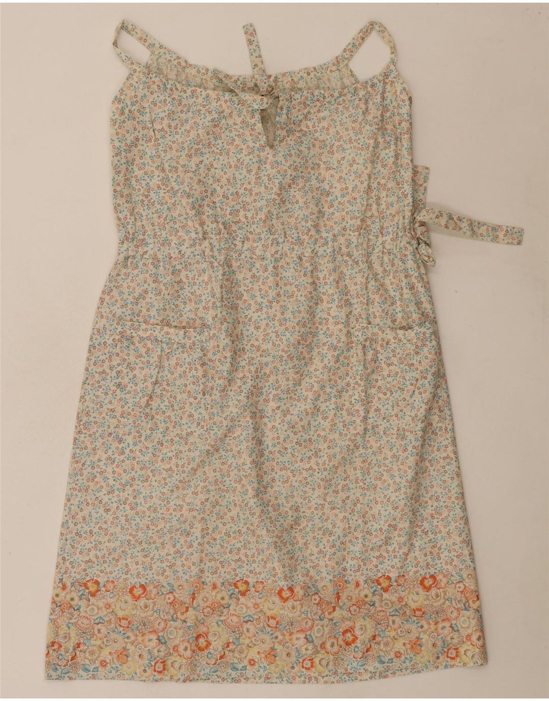 VINTAGE Womens Sleeveless A-Line Dress IT 44 Medium White Floral Vintage Vintage and Second-Hand Vintage from Messina Hembry 