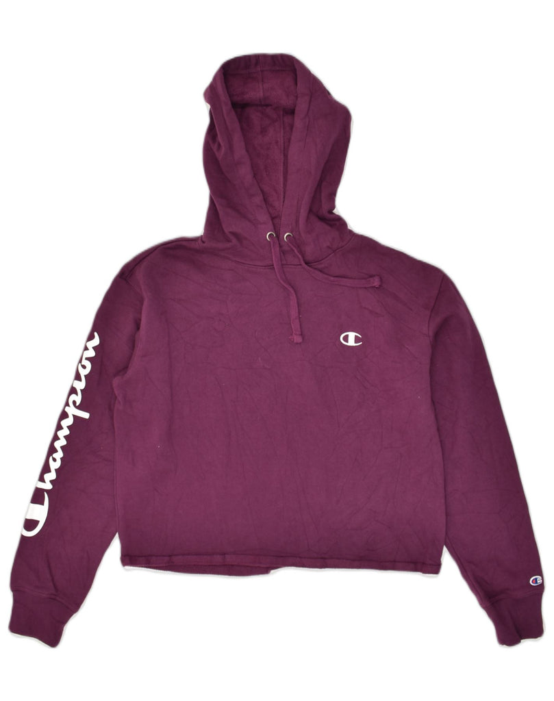 CHAMPION Womens Graphic Hoodie Jumper UK 10 Small Purple Cotton | Vintage Champion | Thrift | Second-Hand Champion | Used Clothing | Messina Hembry 