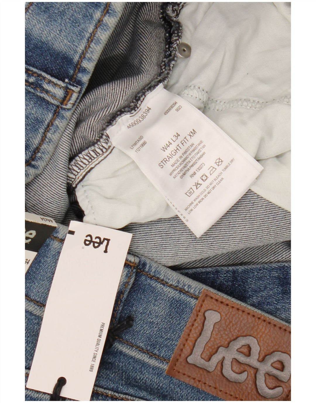 Lee Mens Straight Tapered Jeans W44 L34 Blue Cotton