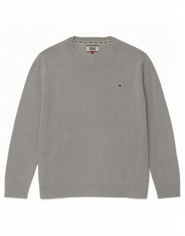 Tommy Hilfiger Womens Boat Neck Jumper Sweater UK 14 Medium Grey Cotton