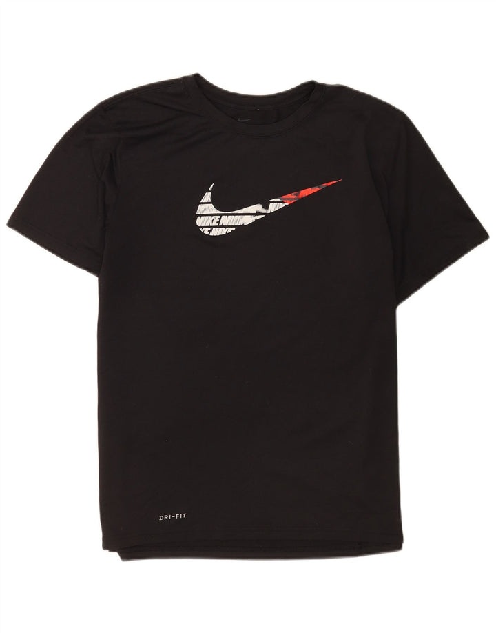 Nike Womens Dri Fit Regular Graphic T-Shirt Top UK 16 Large Black Polyester