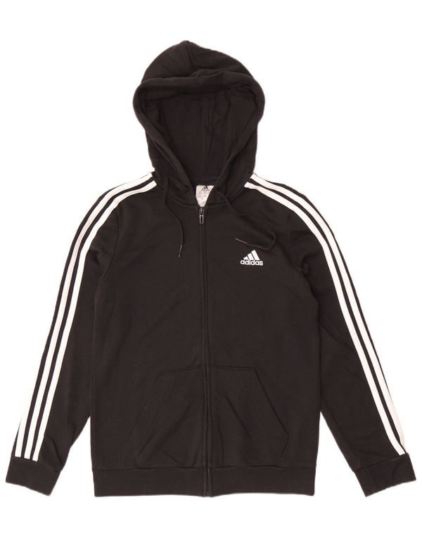Adidas Womens Zip Hoodie Sweater UK 8/10 Small Black Cotton