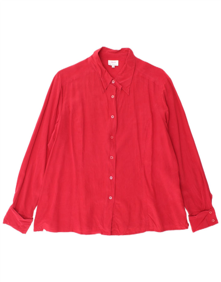 cherie Womens Shirt Blouse IT 50 XL Red Silk