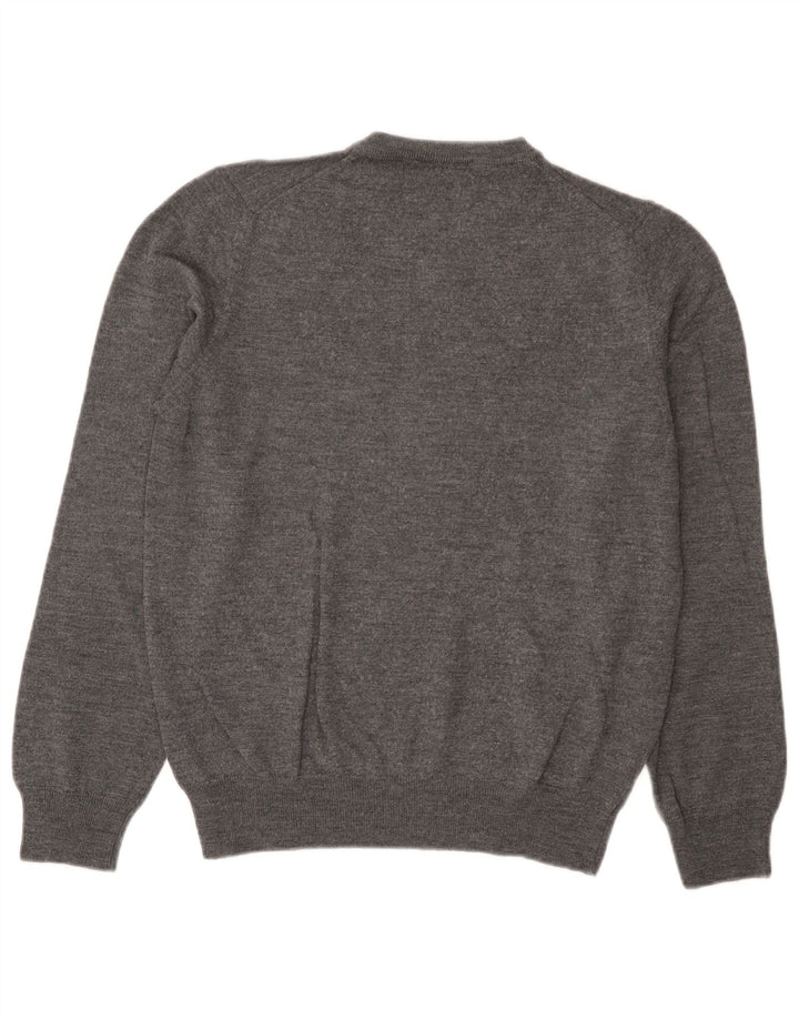 Marks & Spencer Mens V-Neck Jumper Sweater Medium Grey Merino Wool