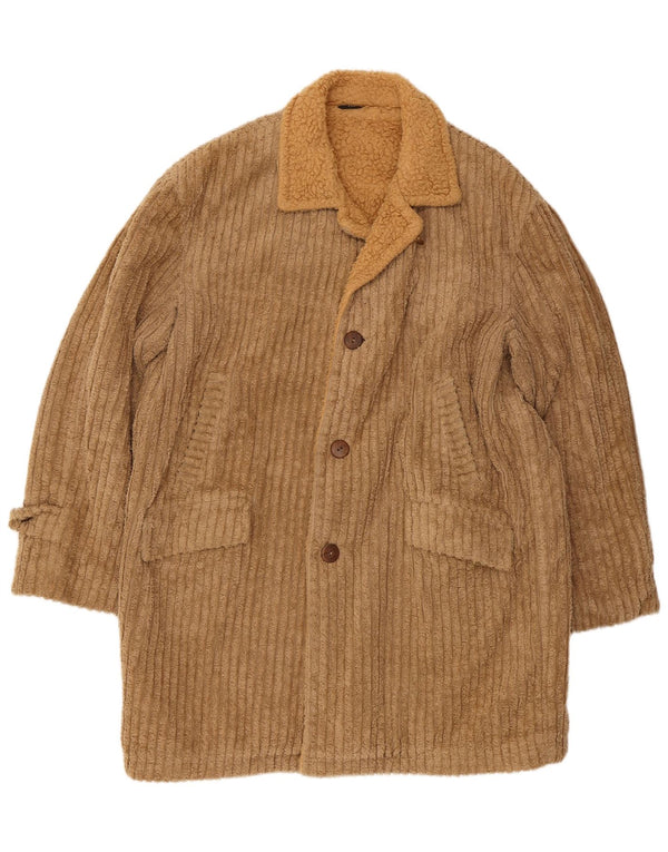Vintage Mens Sherpa Corduroy Coat IT 54 2XL Beige