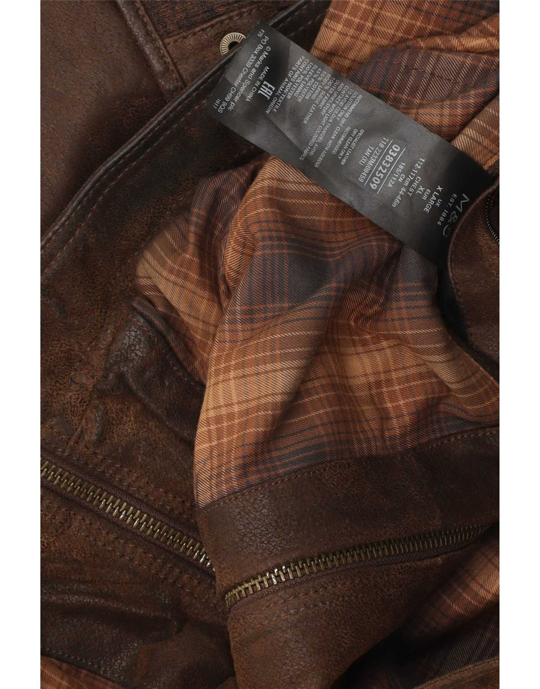 Marks & Spencer Mens Leather Jacket UK 42 XL Brown Leather