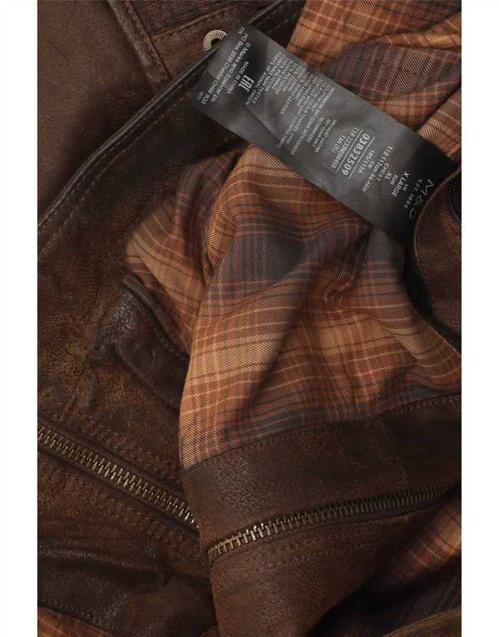 Marks & Spencer Mens Leather Jacket UK 42 XL Brown Leather