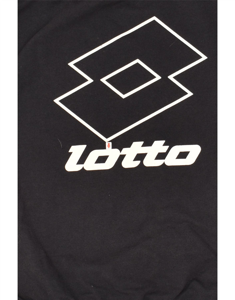 LOTTO Mens Graphic Sweatshirt Jumper XL Black Cotton | Vintage Lotto | Thrift | Second-Hand Lotto | Used Clothing | Messina Hembry 