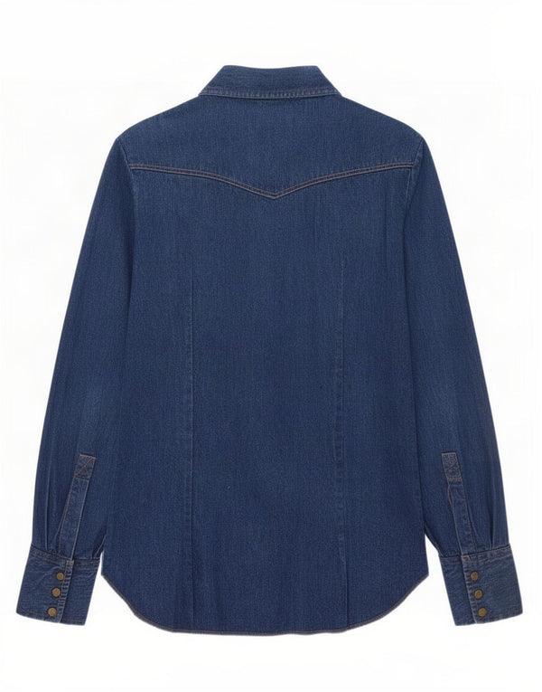 Pooh Womens Western Slim Fit Denim Shirt US 10 Large Blue